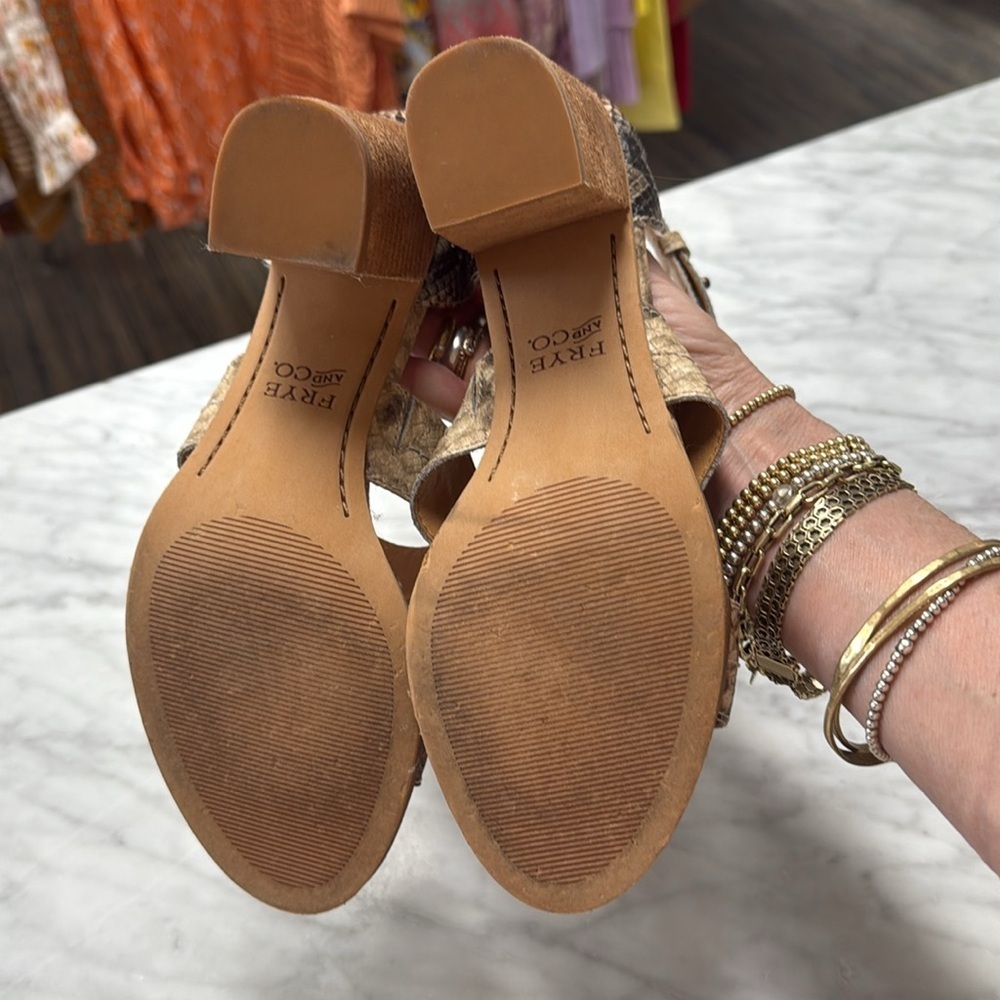 Frye & Co Bryn Python Print Block Heel Sandal Siz… - image 4